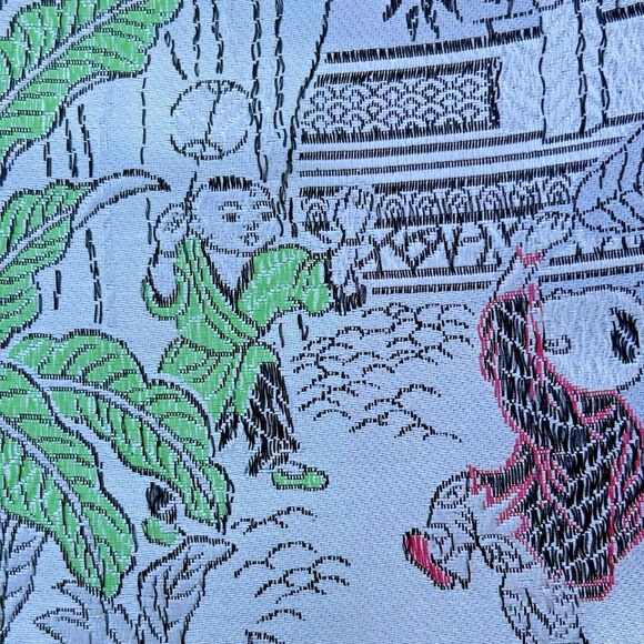 Mid-Century Vintage Brocaded Flowers Chinese Silk Tapestry Tablecloth 75" x 55" - Picture 14 of 16